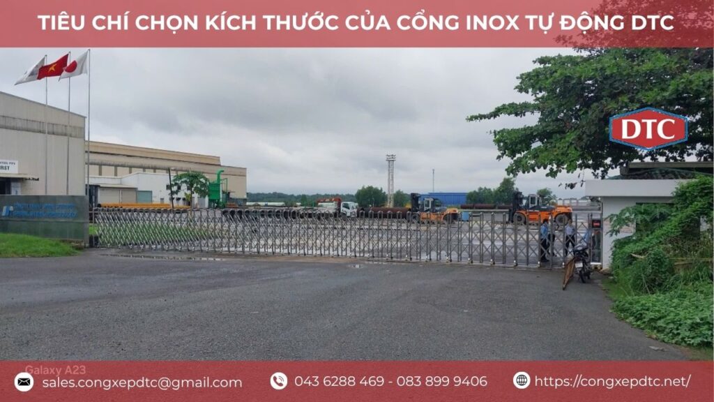 Tiêu chí chọn chiều cao & chiều dài kích thước cổng inox tự động DTC