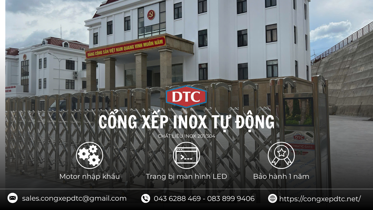 cổng xếp nhôm tự động cao cấp DTC dẫn đầu thị trường