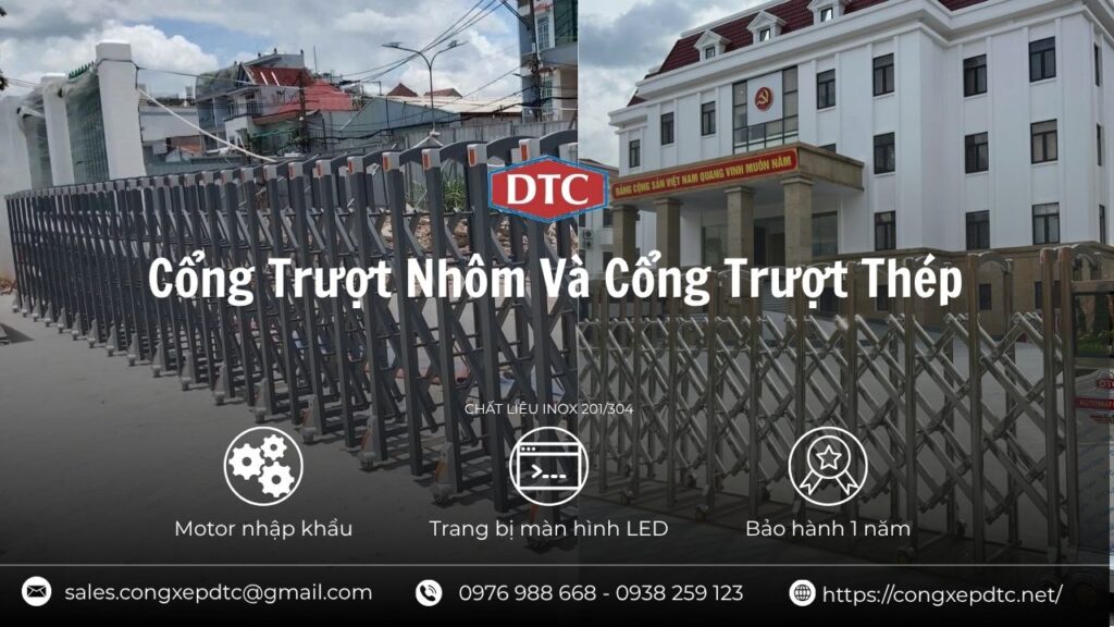cổng trượt nhôm và cổng trượt thép