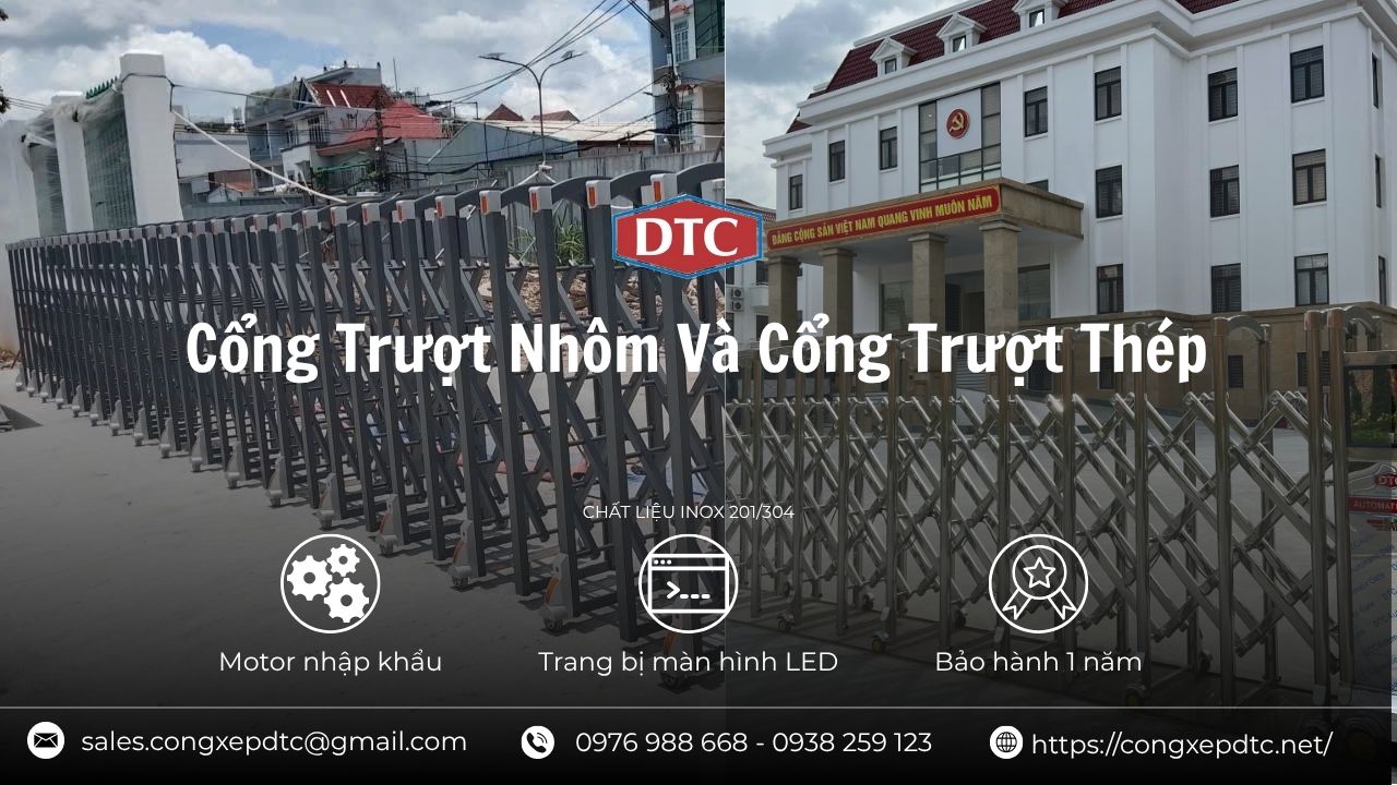 cổng trượt nhôm và cổng trượt thép