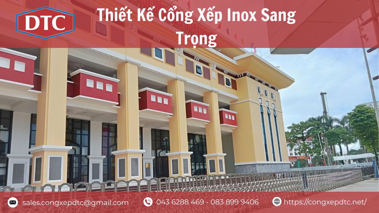 thiết kế cổng xếp inox sang trọng