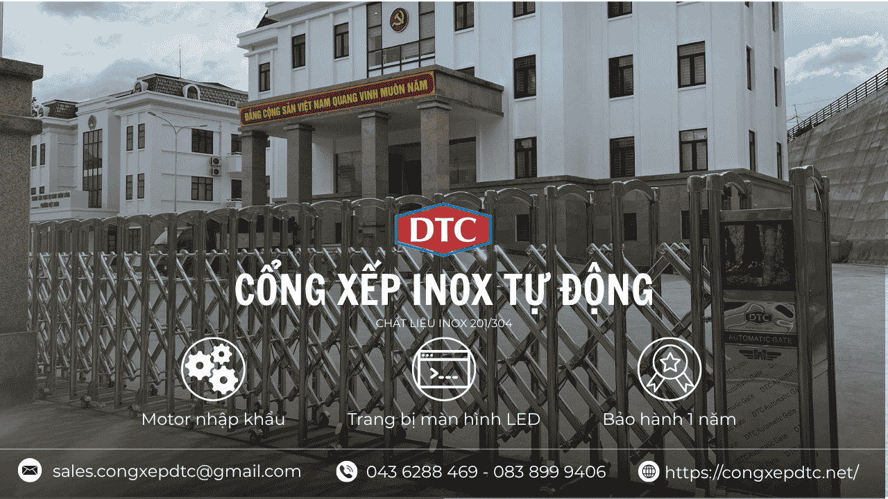 Mẫu Cổng Xếp Inox Tự Động DTC