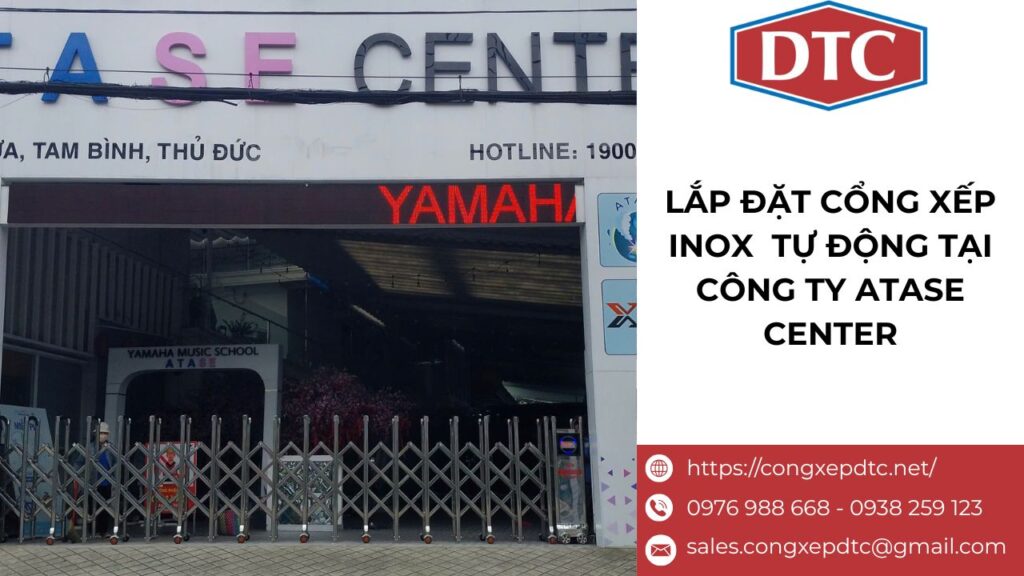 Lắp đặt cổng xếp inox 304 tự động tại Công ty ATASE CENTER – Gò Vấp