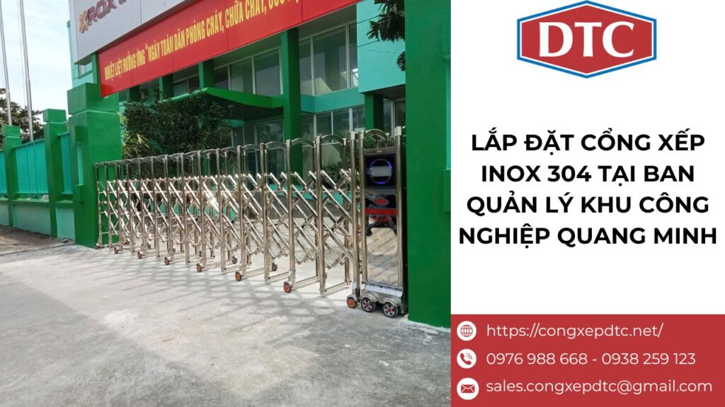Lắp đặt cổng xếp inox tại ban quản lý khu công nghiệp Quang Minh