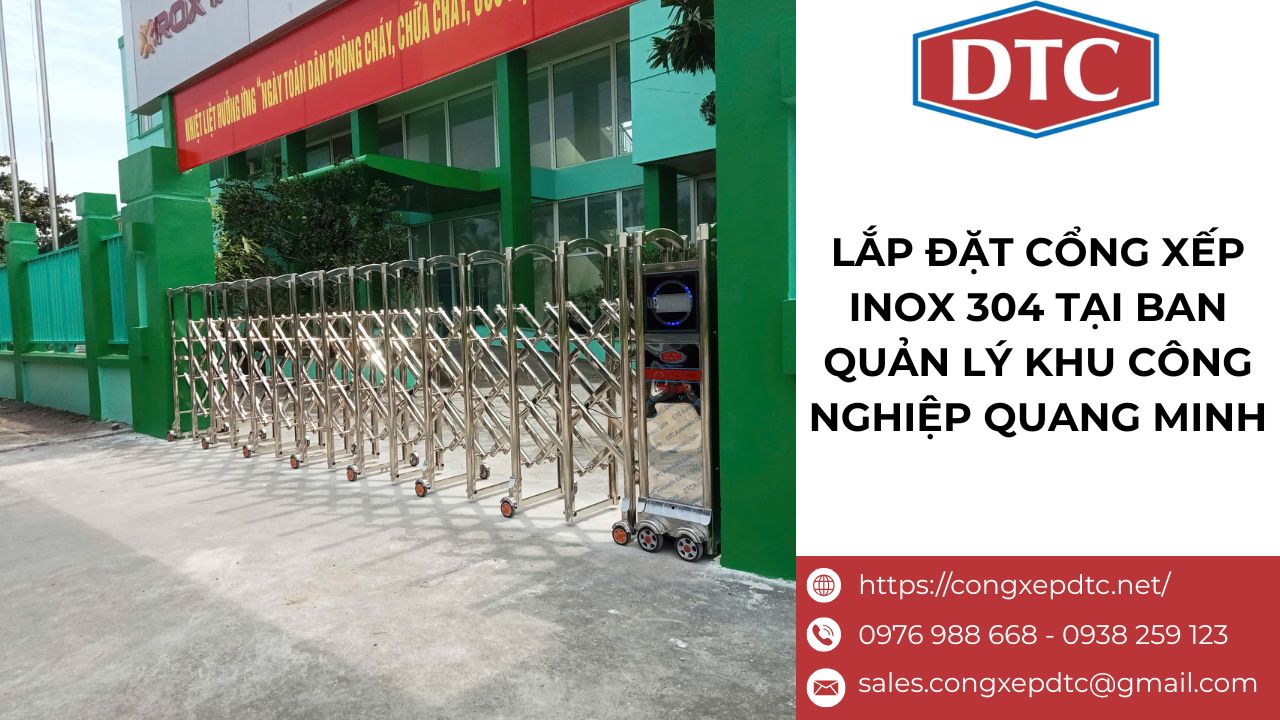 Lắp đặt cổng xếp inox tại ban quản lý khu công nghiệp Quang Minh