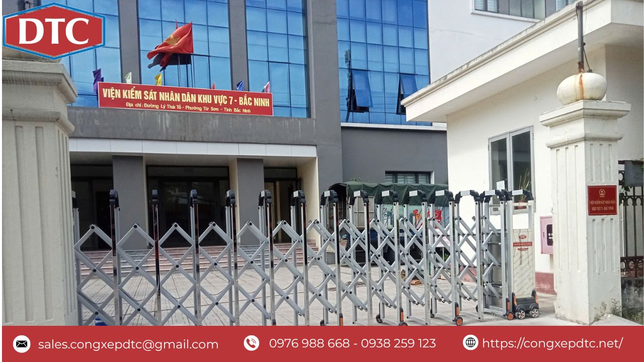 Hình ảnh thực tế cổng đã đi vào hoạt động sau một thời gian. Cổng xếp tự động của DTC luôn được khách hàng tin tưởng và sử dụng