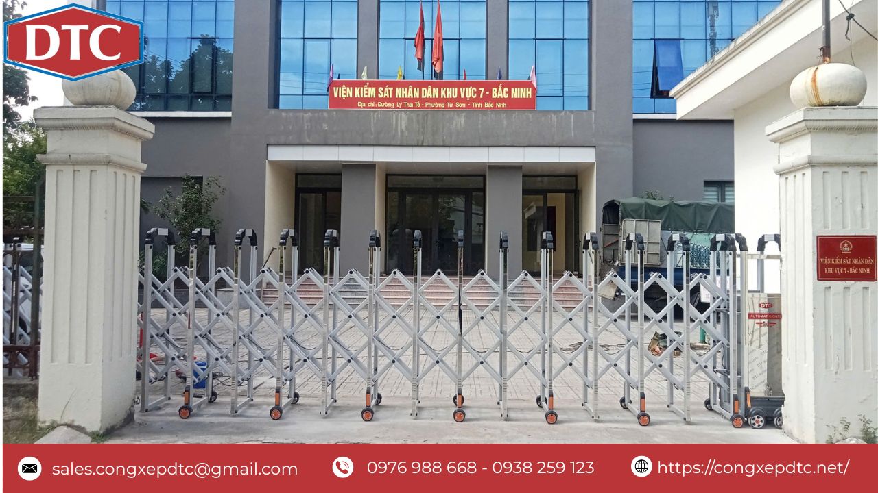 Tổng quan công trình lắp đặt cổng xếp tại VKSND Khu vực 7 – Bắc Ninh