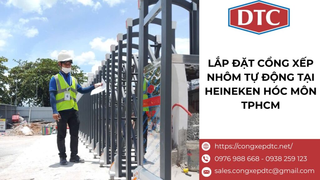 Lắp đặt cổng xếp nhôm tự động tại Heineken Hóc Môn TPHCM